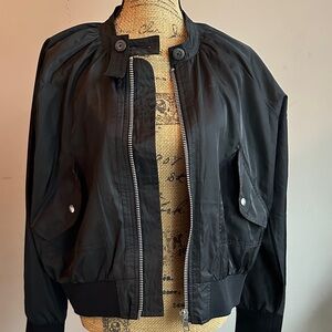 Free People Black Bomber Jacket